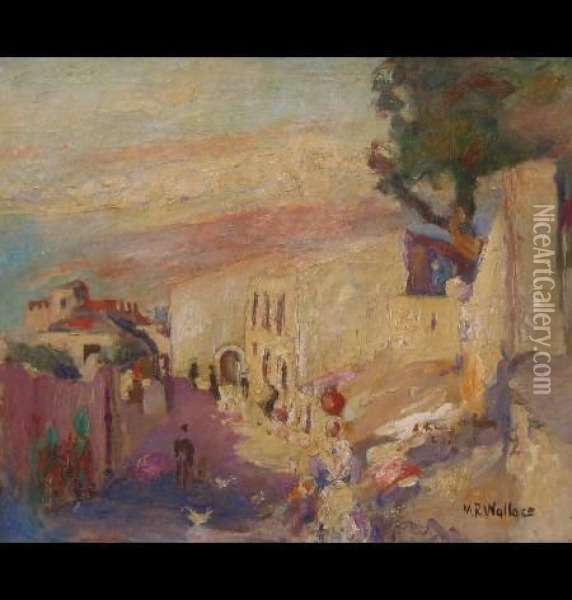 Impressionistic Street Scene With Figure Oil Painting - Robert Wallace Martin
