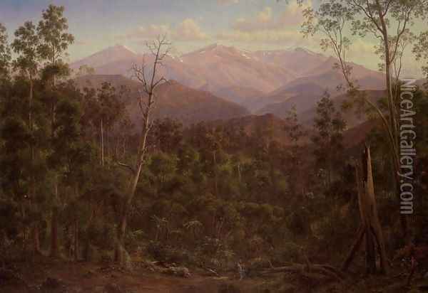 Mount Kosciusko, Seen from the Victorian Border (Mount Hope Ranges) Oil Painting - Eugene von Guerard