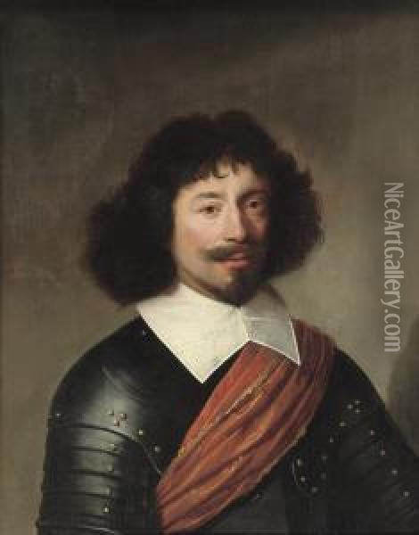 Portrait Of An Officer, Half-length, In Armor, With A Red Sash Oil Painting - Jacob Gerritsz. Cuyp