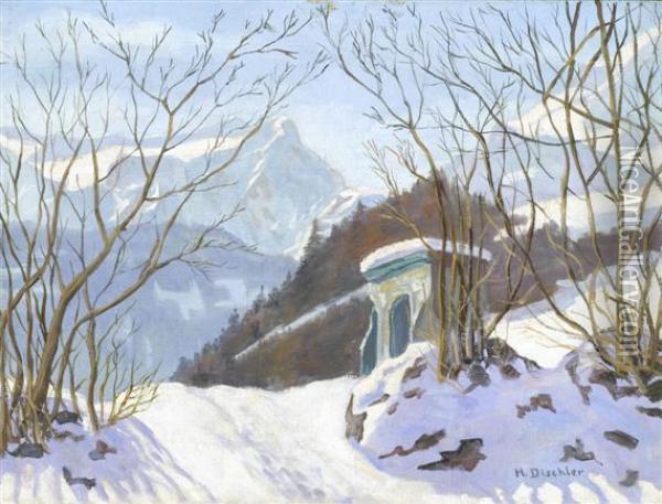 Winter Landscape In The Black Forest Oil Painting - Hermann Dischler