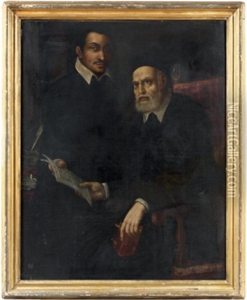 Portrait D'un Ecclesiastique Et De Son Secretaire Oil Painting - Bartolomeo Passarotti