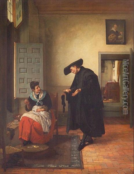 No Wife Oil Painting - George Adolphus Storey