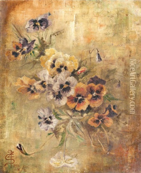 Pansies Oil Painting - Julia Zsolnay