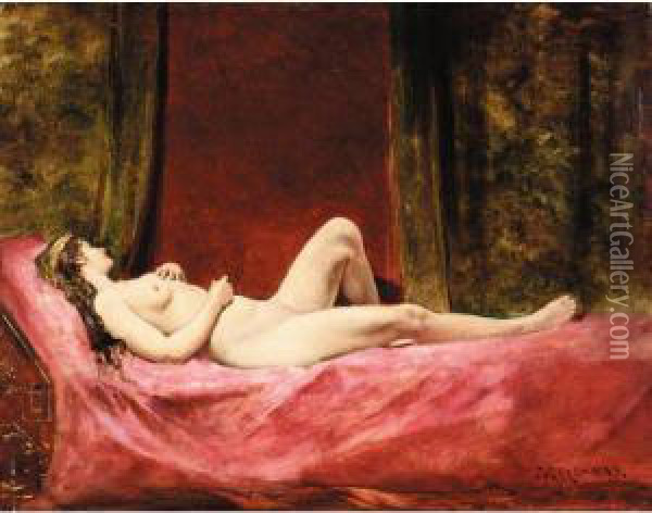 L'odalisque Oil Painting - Jules-Elie Delaunay