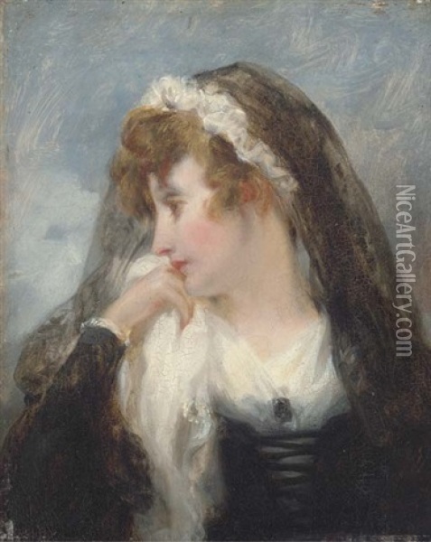 Portrait Of Diana, Countess Of Normanton, Small Bust-length, In Widow's Weeds Oil Painting - Thomas Lawrence