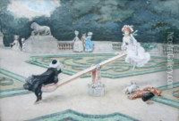 Lady And Gentleman On A Seesaw Oil Painting - George Goodwin Kilburne