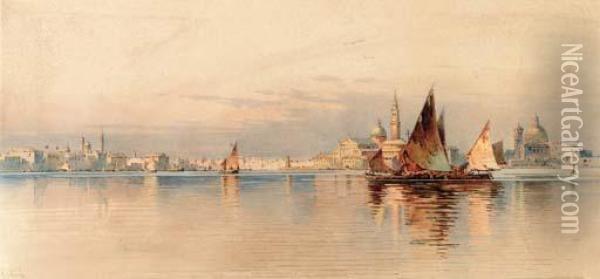 Venice, Seen From The Lagoon Oil Painting - Angelos Giallina