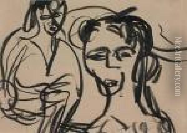 Zwei Frauen Oil Painting - Ernst Ludwig Kirchner