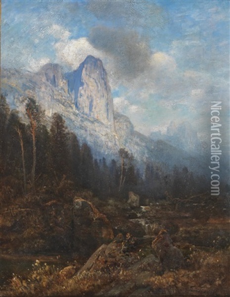 Mountain Landscape Oil Painting - Toni von Stadler