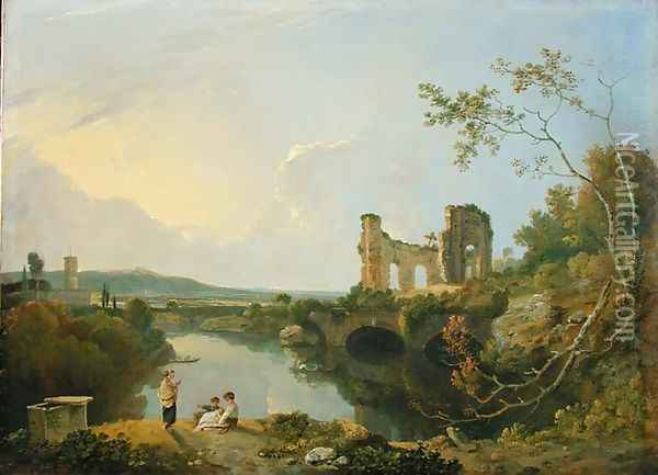 Italian Landscape (Morning), c.1760-65 Oil Painting - Richard Wilson