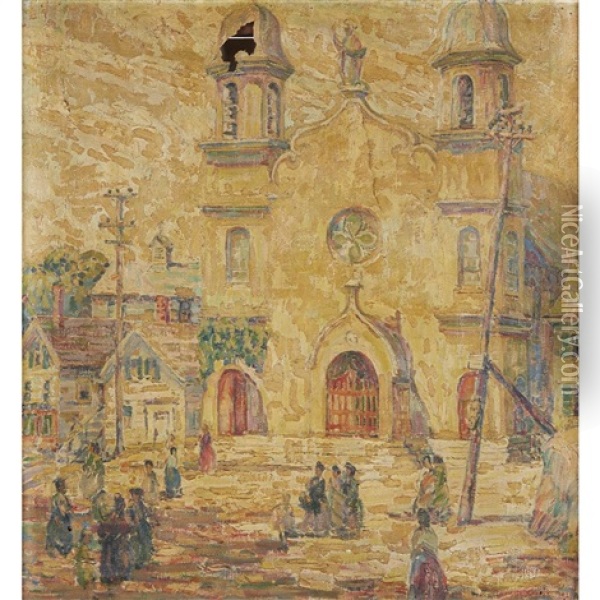 Old Portuguese Church Oil Painting - Susette Inloes Schultz Keast