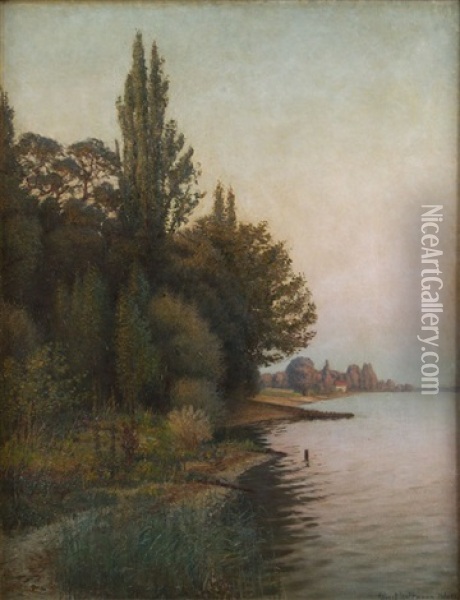Lake Shore Oil Painting - Robert Hoffmann