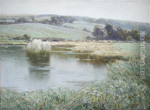 A Spring Day With Cattle Oil Painting - Frederick Milner