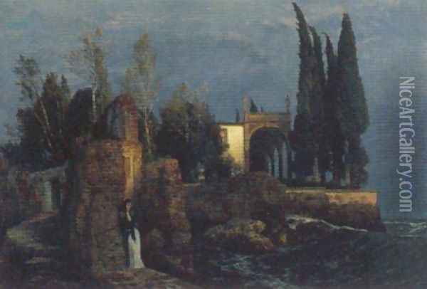 Villa by the Sea Oil Painting - Arnold Bocklin