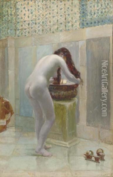 The Harem Bath Oil Painting - Alberto Rossi
