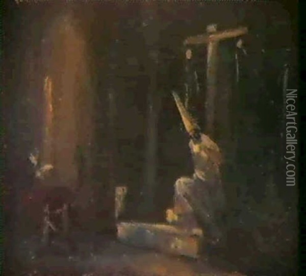 Escena De La Inquisicion & El Sacamuelas Oil Painting - Eugenio Lucas Villamil