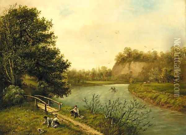 By the river Oil Painting - William Richardson