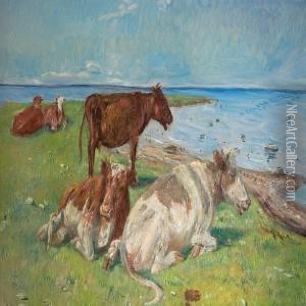 Cows Oil Painting - Theodore Esbern Philipsen