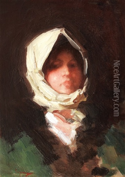 Fata Din Rucar Oil Painting - Nicolae Grigorescu