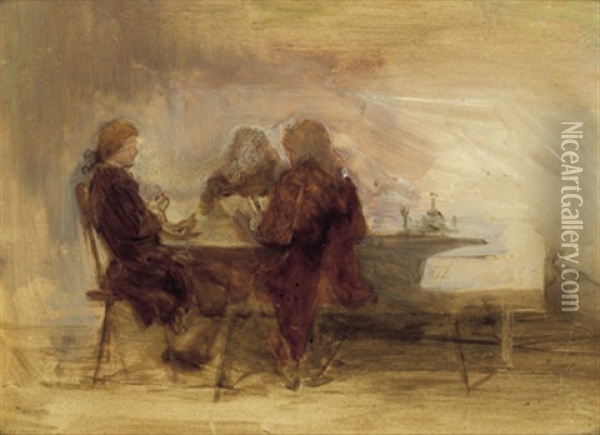 Die Tischrunde Oil Painting - Franz Rumpler