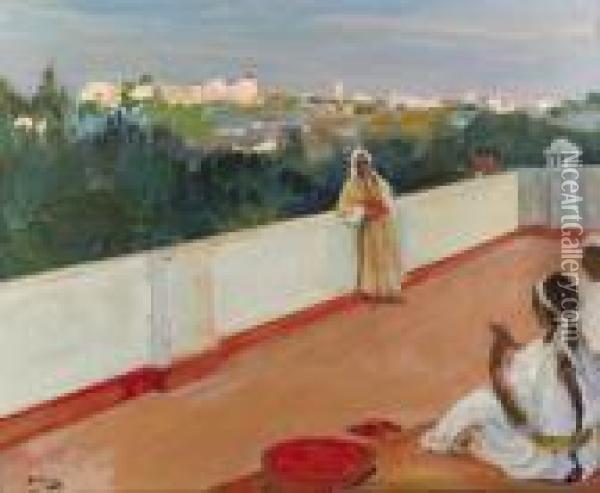 Evening On The House Top, Tangier Oil Painting - John Lavery