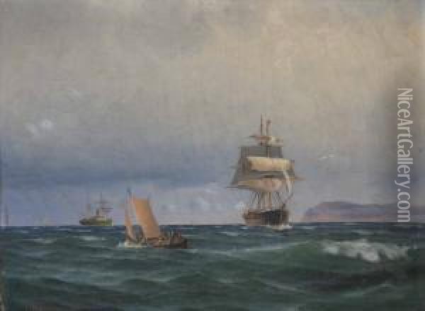 Skepp Pa Havet Oil Painting - Otto Ludvig Richarde