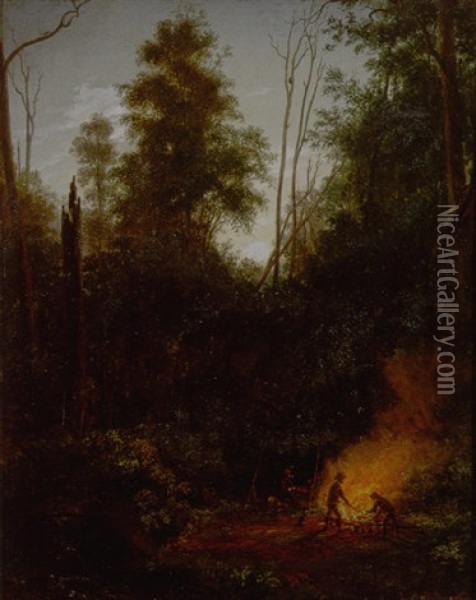 Moonlight Scene In The Ranges From Dandenong To Gippsland Oil Painting - Eugen von Guerard