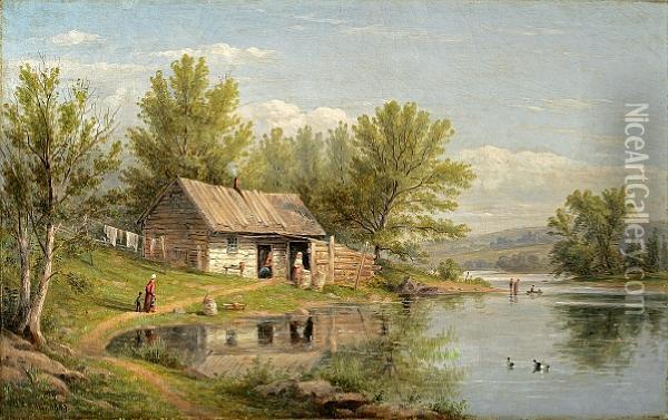 Cottage By The River Oil Painting - William Rickarby Miller