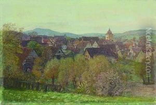 Blick Auf Sersheim Oil Painting - Gustav Schonleber