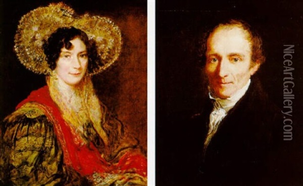 Portrait Of The Reverend Henry George Keene &    Portrait Of Anne Keene, His Wife Oil Painting - John Linnell
