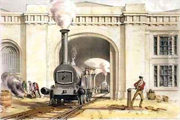 Entrance to Locomotive Engine House, Camden Town Oil Painting - John Cooke Bourne