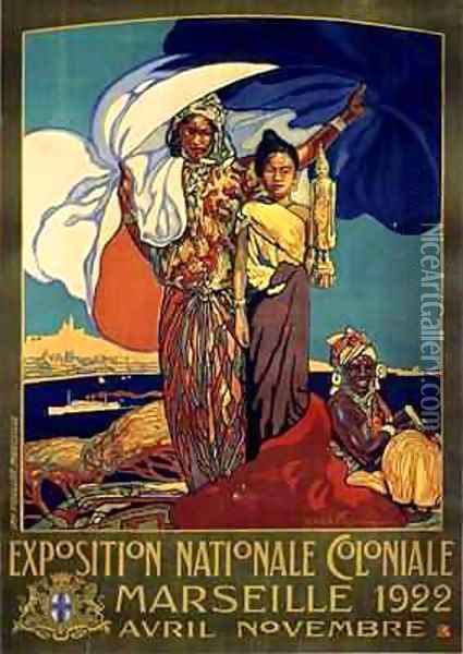 Poster advertising the Exposition Nationale Coloniale Oil Painting - Davide Dellepiane