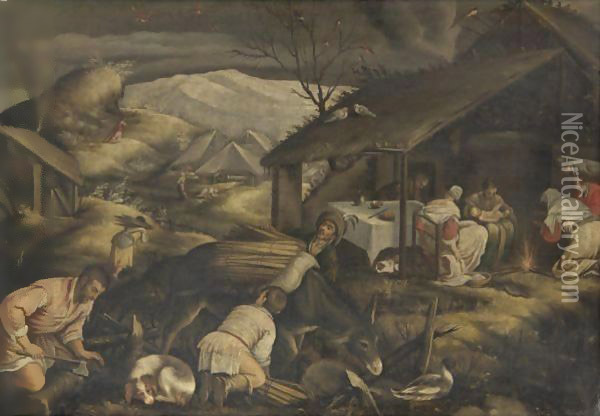Allegoria Dell'Inverno Oil Painting - Jacopo Bassano (Jacopo da Ponte)