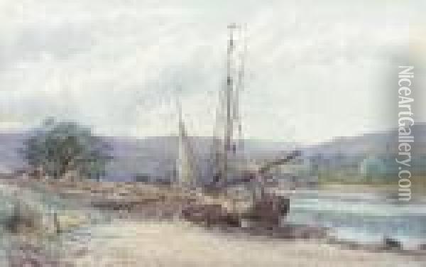 A Trading Vessel Moored By The Quay Oil Painting - Charles Jones Way