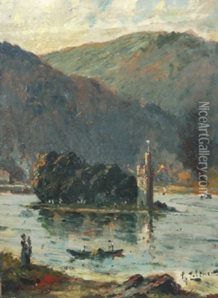 Blick Auf Den Mauseturm Bei Bingen Oil Painting - Philipp Zeltner