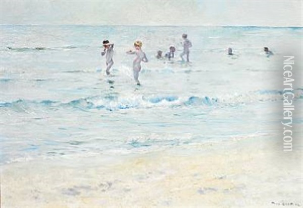 Bathing Boys, Skagen Beach Oil Painting - Paul Edmund Graf