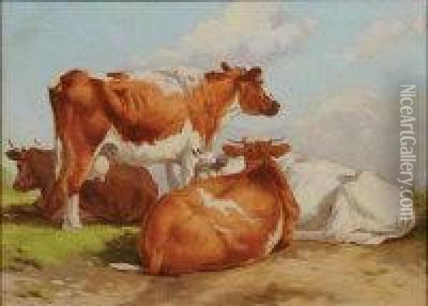 Cattle In A Field Oil Painting - Ralph Todd