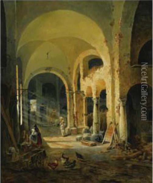 The Old Monastery Oil Painting - Anton Ii Altmann