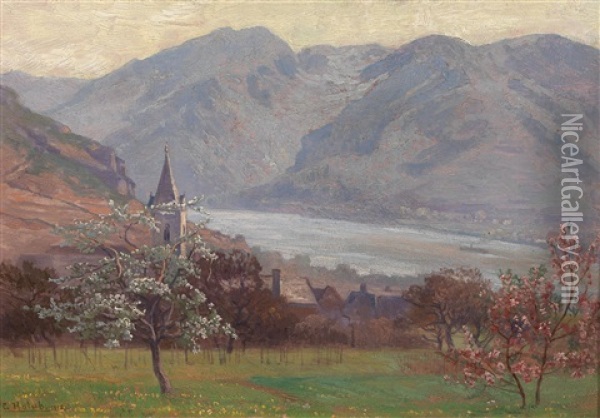 Partie Aus Spitz An Der Donau Oil Painting - Georg Holub