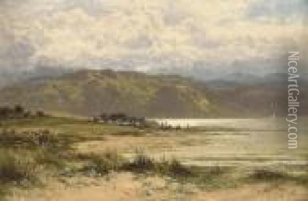 An Estuary Scene Oil Painting - Benjamin Williams Leader