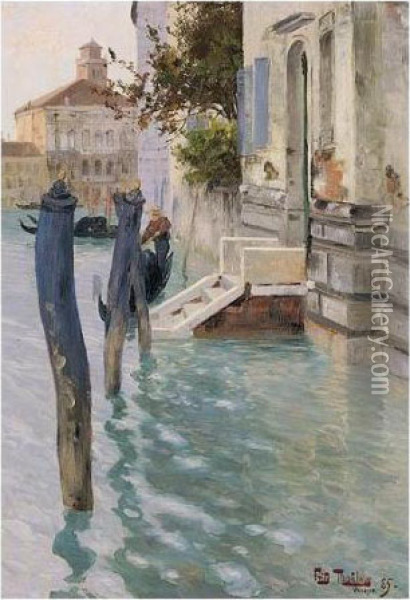 Kanal I Venezia (venetian Canal) Oil Painting - Fritz Thaulow