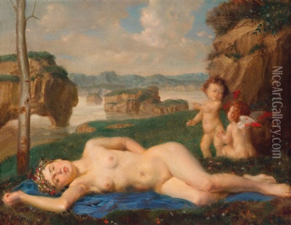 Cupids Oil Painting - Theodor Baierl