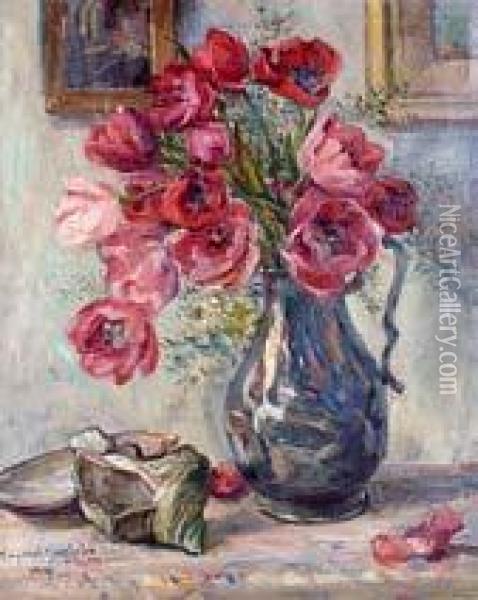 Vase De Coquelicots Oil Painting - Margaret Moscheles