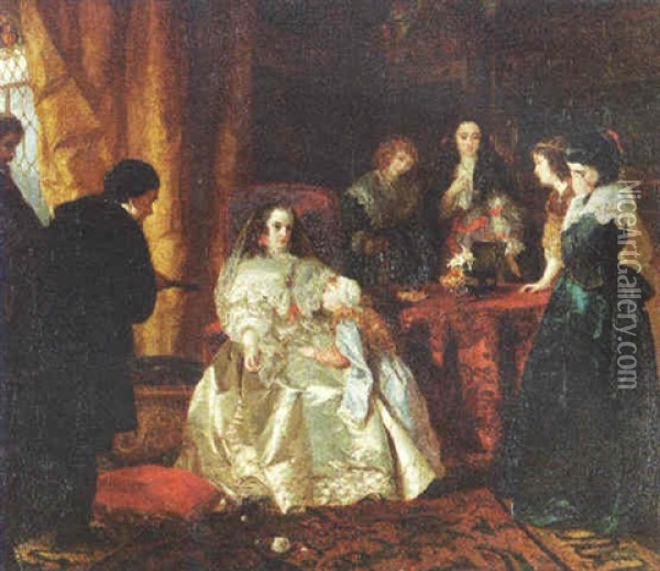 The Despair Of Henrietta Maria Over The Death Of Her Husband King Charles I Oil Painting - Henrietta May Ada Ward