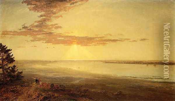 View of the Hudson Oil Painting - Jasper Francis Cropsey