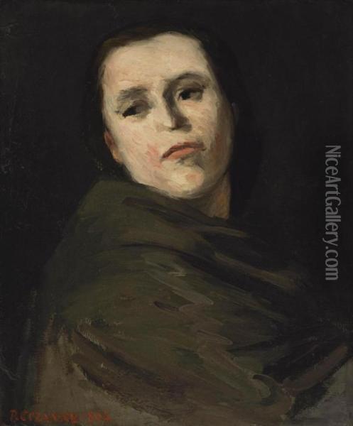 Tete De Femme (portrait Presume De Madame Zola) Oil Painting - Paul Cezanne