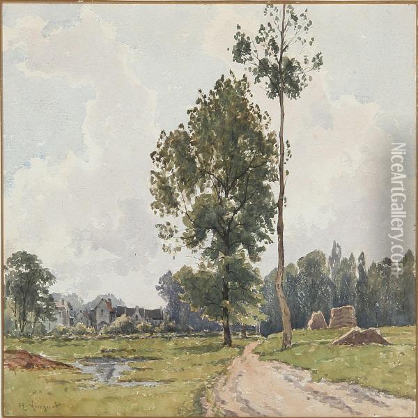 Summer Landscape Oil Painting - Henri Linguet