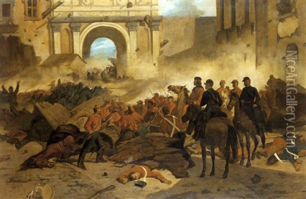 Garibaldi A Palermo Oil Painting - Giovanni Fattori