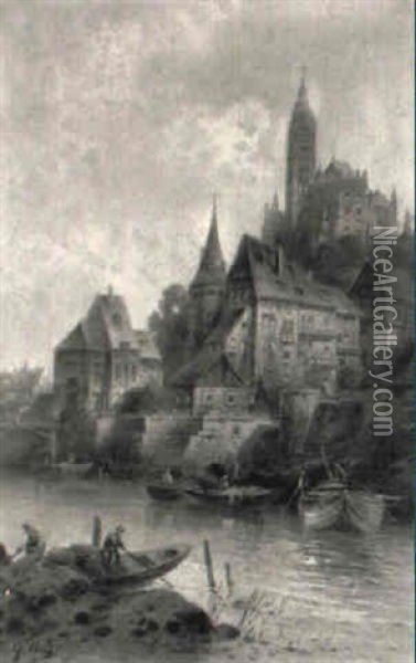 Mittelalterliche Stadt Am Flus Oil Painting - Frederick Gilbert