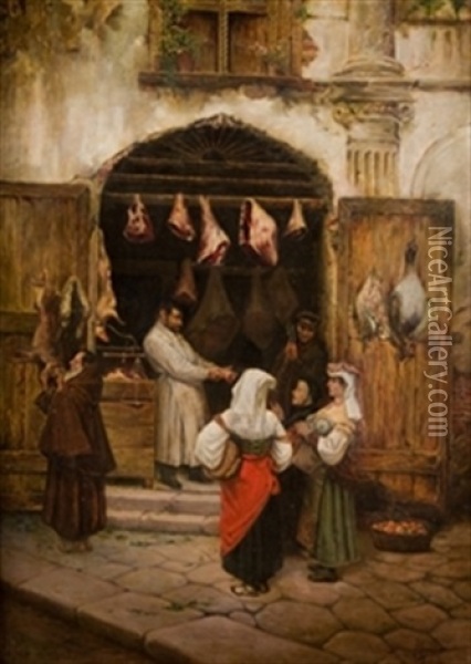 Carniceria En Roma Oil Painting - Joaquin Agrasot y Juan